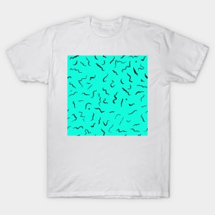 Artistic Squiggle Colorful Print Pattern Blue T-Shirt